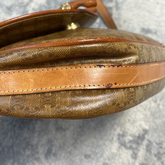 Celine Macadam Coated Canvas Brown Tan Crossbody Bag Flap Close Bow - Picture 8 of 17